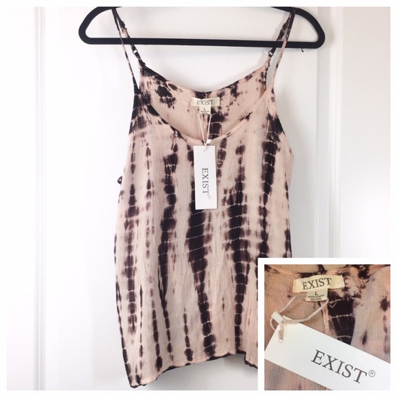 Exist Tops - New EXIST Tank Top - Brown & Light Pink - Tie Dye